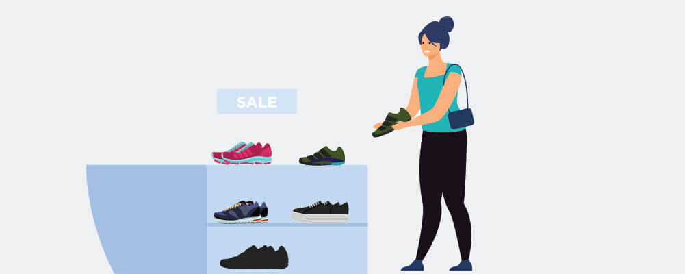 Woman buying a running shoes