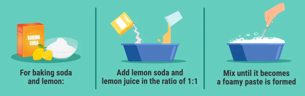 remove stains with a lemon and baking soda mixture