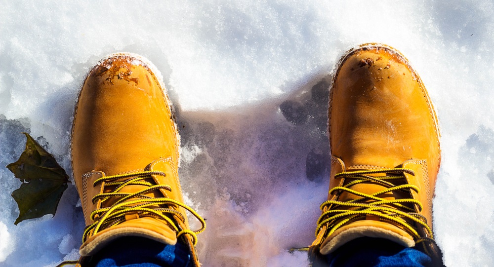 timberland boots in the snow